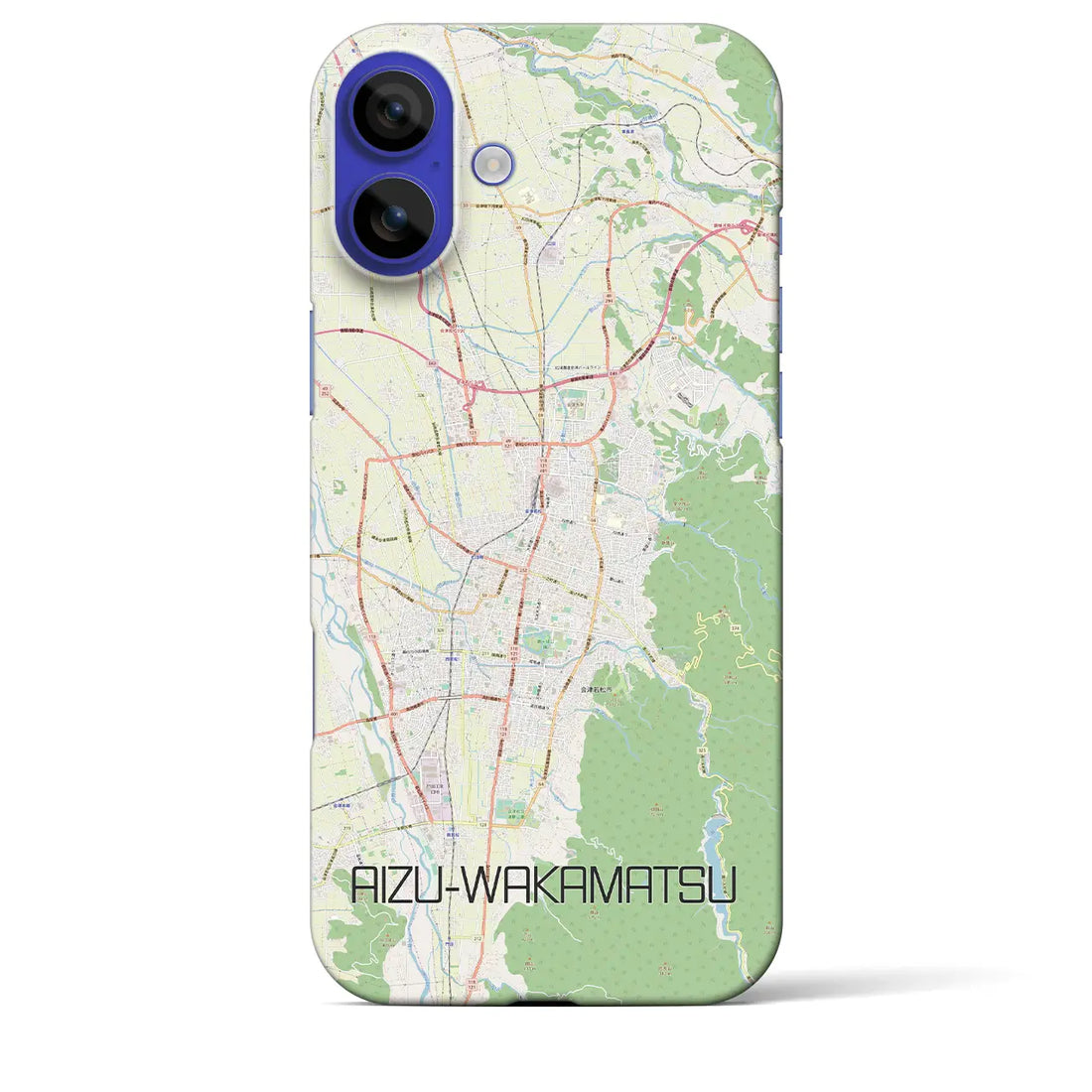 【会津若松(福島県)】地図柄iPhoneケース(バックカバータイプ)ブラック・iPhone 16 Pro Max 用