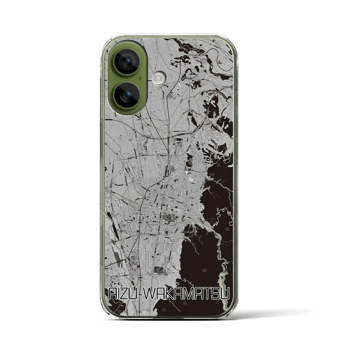 【会津若松(福島県)】地図柄iPhoneケース(クリアタイプ)モノトーン・iPhone 17 Pro Max 用