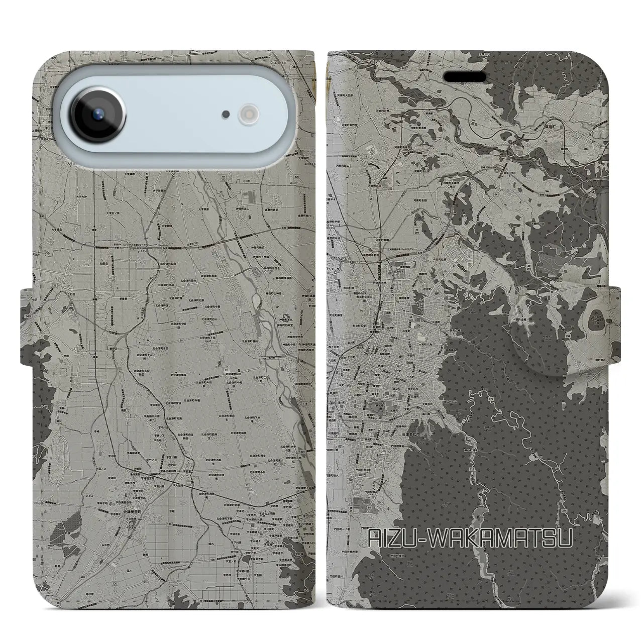 【会津若松（福島県）】地図柄iPhoneケース（手帳タイプ）