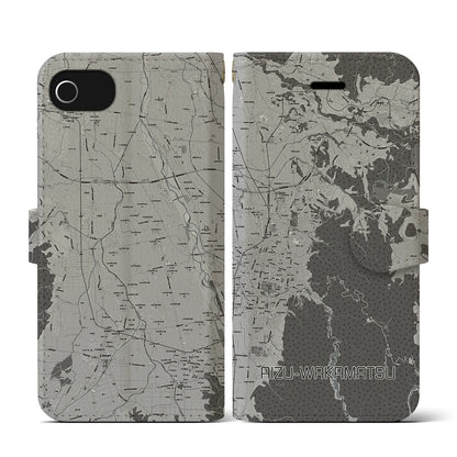 【会津若松（福島県）】地図柄iPhoneケース（手帳タイプ）モノトーン・iPhone SE（第3 / 第2世代） / 8 / 7 / 6s / 6 用