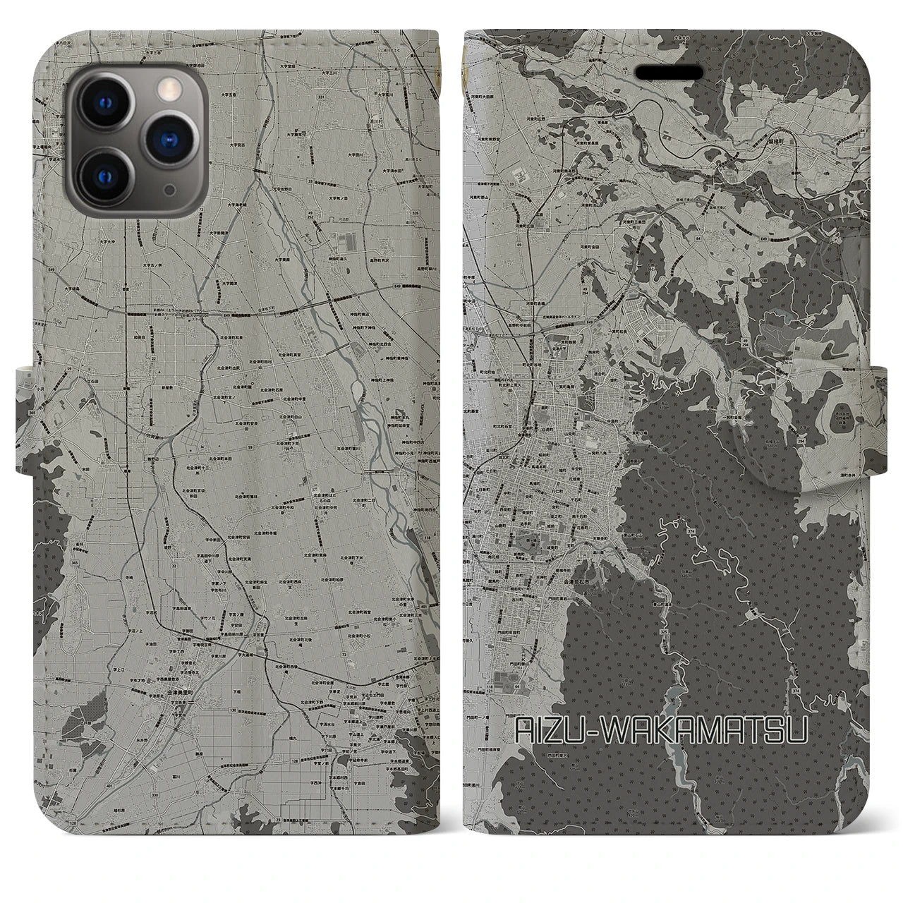 【会津若松（福島県）】地図柄iPhoneケース（手帳タイプ）