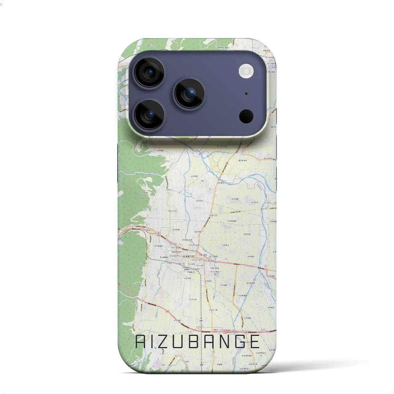 【会津坂下（福島県）】地図柄iPhoneケース（バックカバータイプ）ブラック・iPhone 17 Pro Max 用