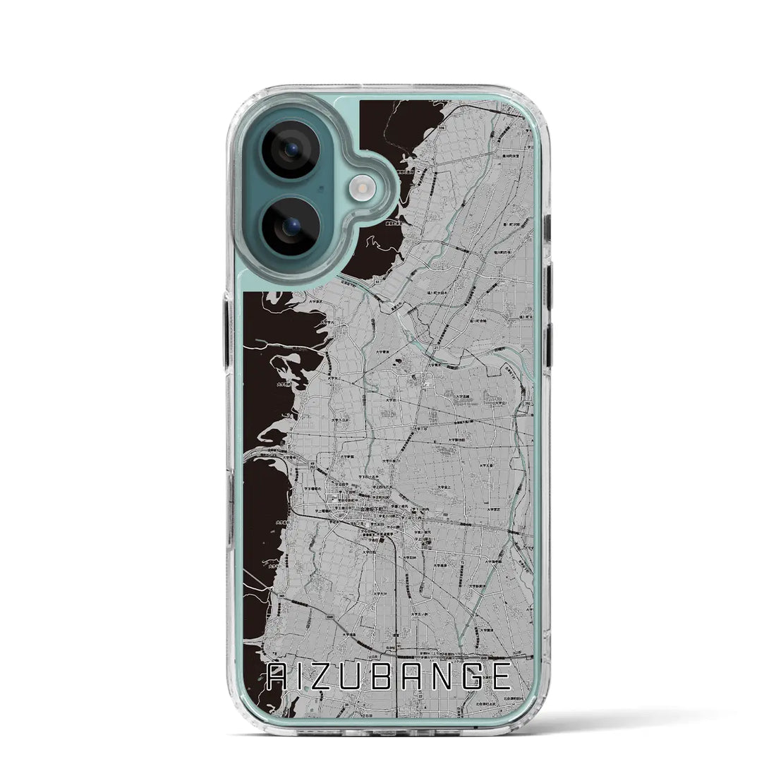 【会津坂下(福島県)】地図柄iPhoneケース(MagSafeタイプ)モノトーン・iPhone 16 Pro 用