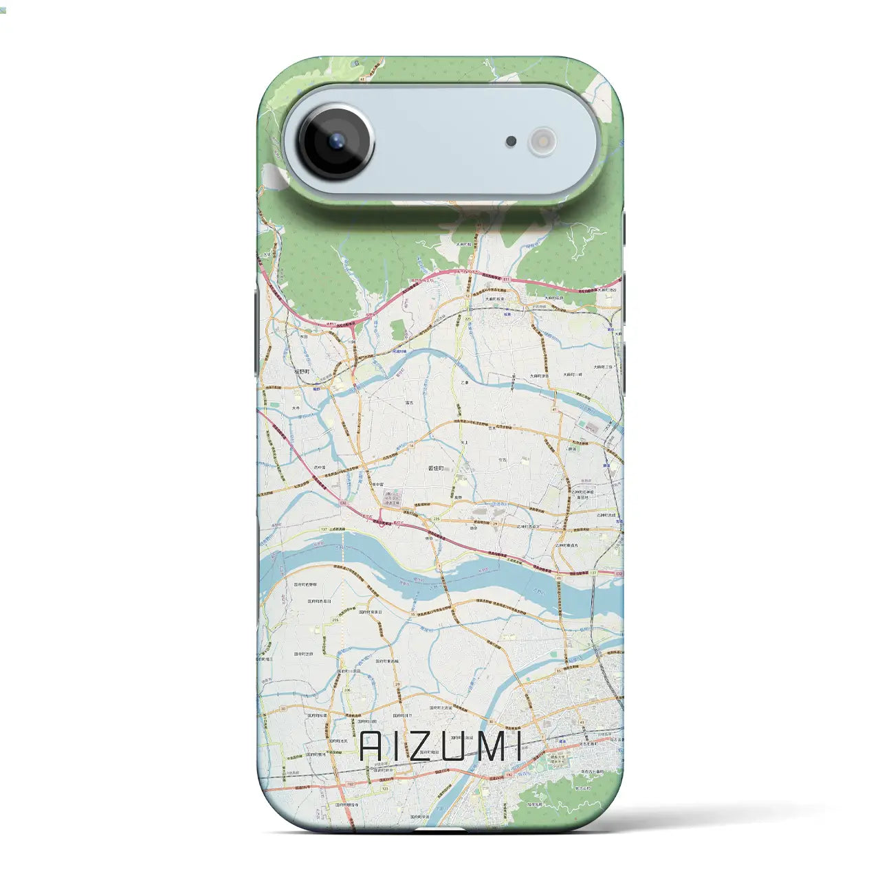 【藍住（徳島県）】地図柄iPhoneケース（バックカバータイプ）ブラック・iPhone 17 Pro Max 用