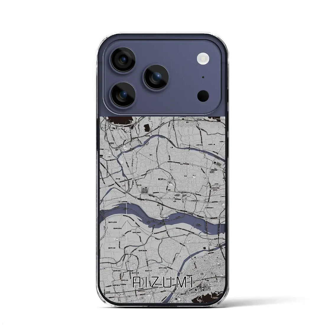 【藍住(徳島県)】地図柄iPhoneケース(クリアタイプ)モノトーン・iPhone 17 Pro Max 用