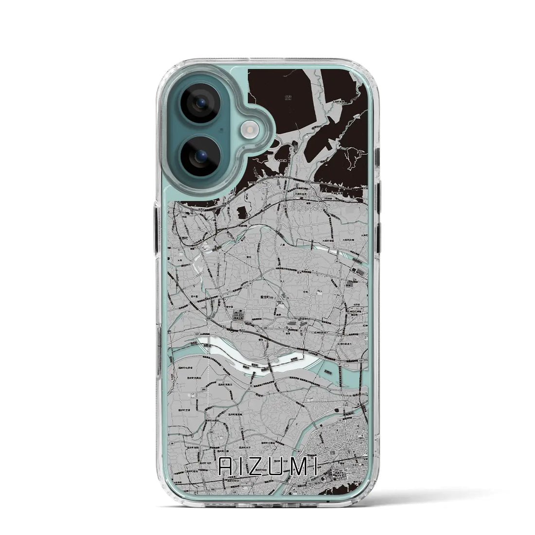 【藍住(徳島県)】地図柄iPhoneケース(MagSafeタイプ)モノトーン・iPhone 16 Pro 用