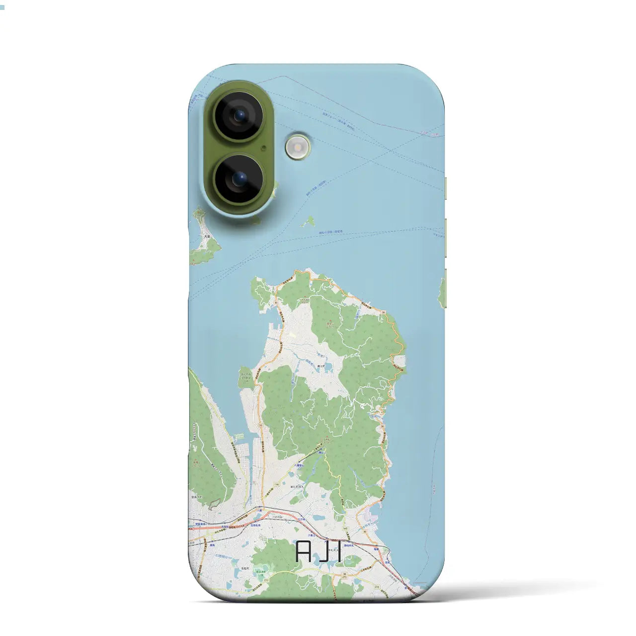 【庵治（香川県）】地図柄iPhoneケース（バックカバータイプ）ブラック・iPhone 17 Pro Max 用