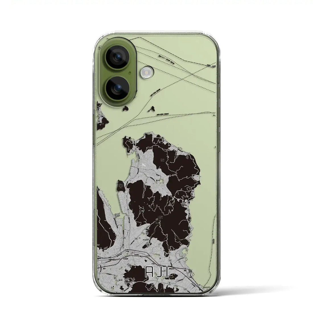 【庵治(香川県)】地図柄iPhoneケース(クリアタイプ)モノトーン・iPhone 17 Pro Max 用