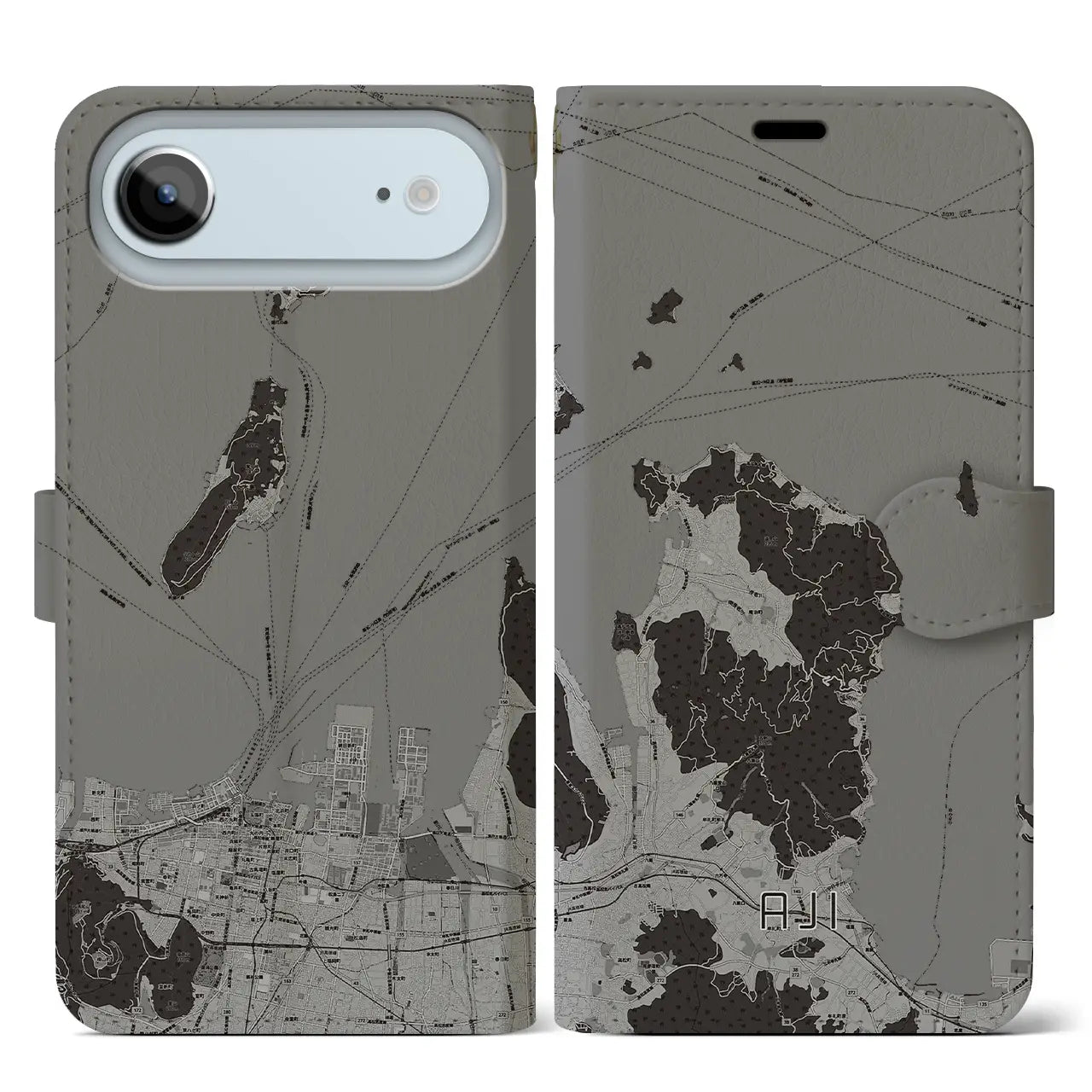 【庵治（香川県）】地図柄iPhoneケース（手帳タイプ）