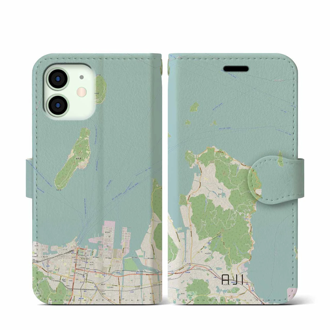 【庵治（香川県）】地図柄iPhoneケース（手帳タイプ）