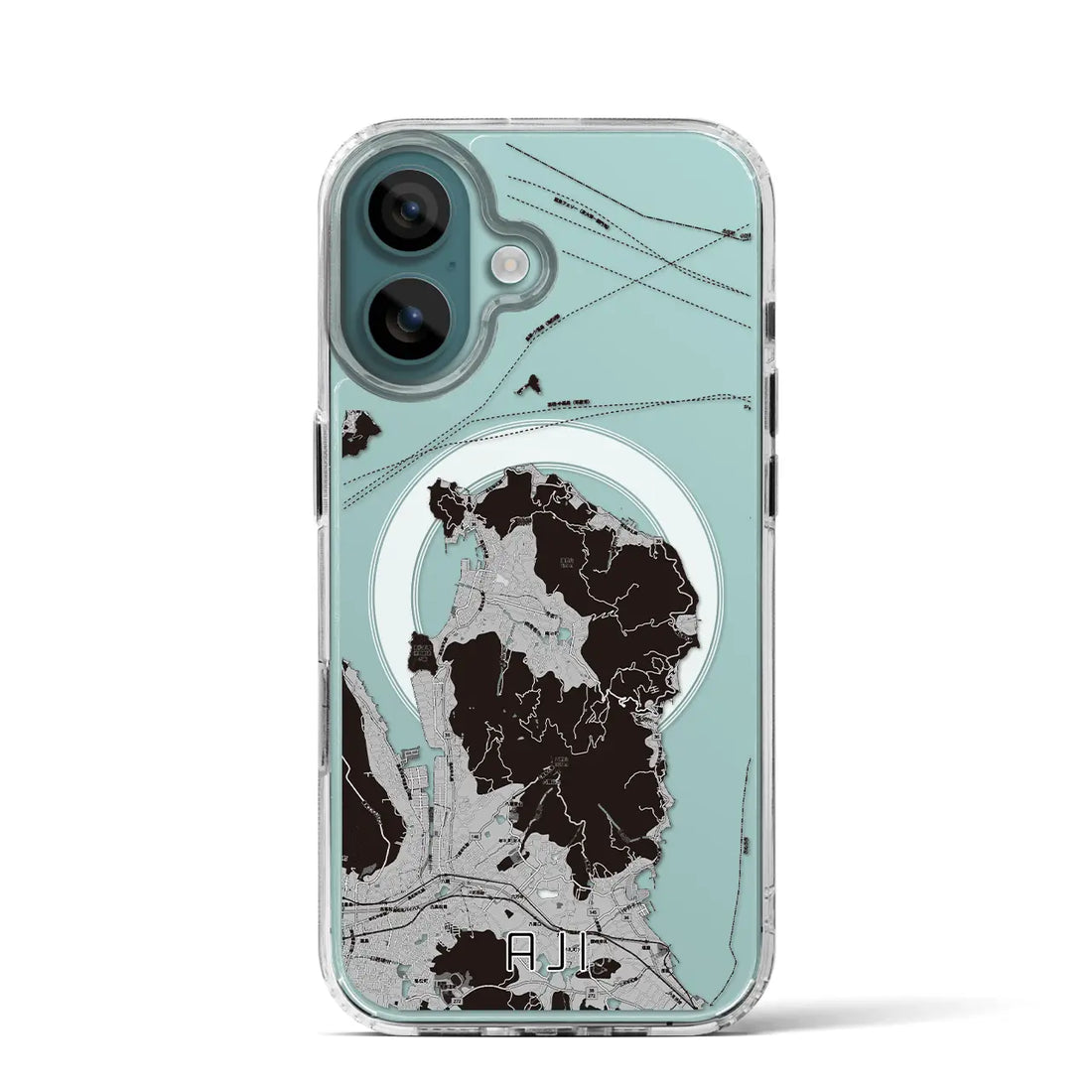 【庵治（香川県）】地図柄iPhoneケース（MagSafeタイプ）モノトーン・iPhone 16 Pro 用