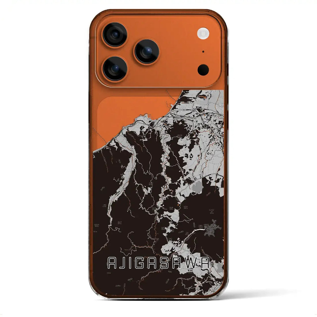 【鰺ヶ沢(青森県)】地図柄iPhoneケース(クリアタイプ)モノトーン・iPhone 17 Pro Max 用