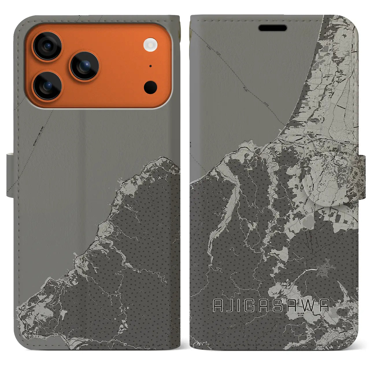 【鰺ヶ沢（青森県）】地図柄iPhoneケース（手帳タイプ）