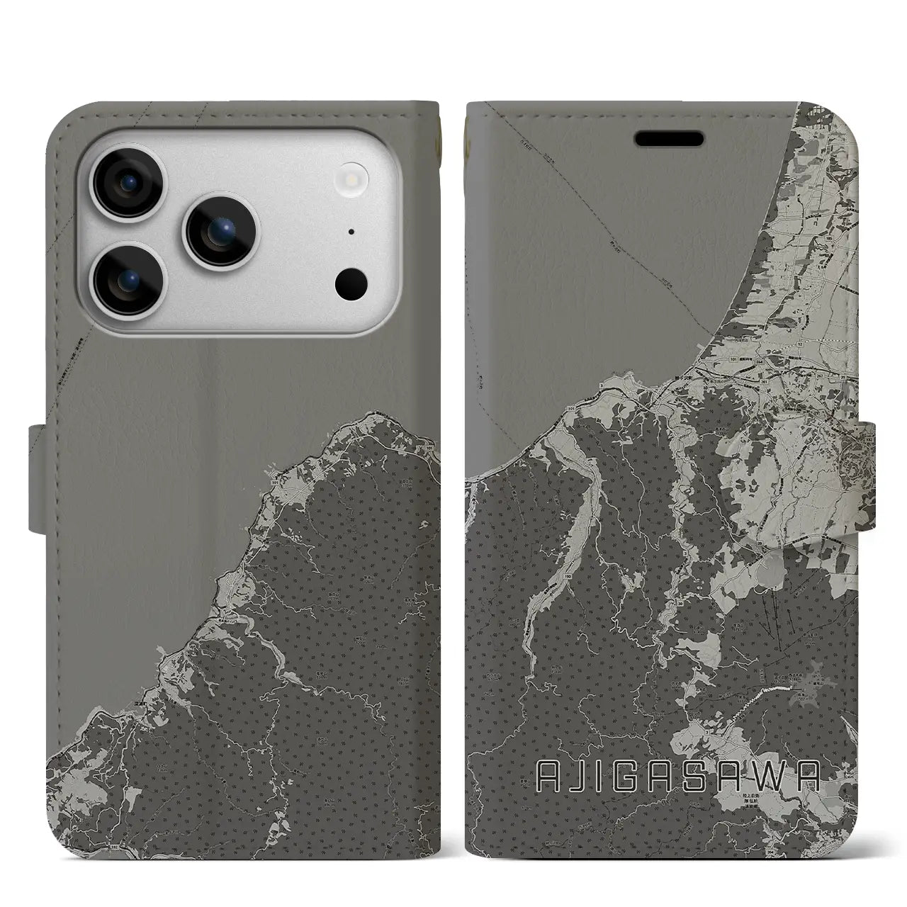 【鰺ヶ沢（青森県）】地図柄iPhoneケース（手帳タイプ）