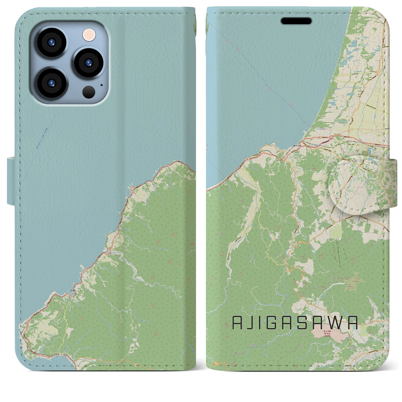 【鰺ヶ沢（青森県）】地図柄iPhoneケース（手帳タイプ）