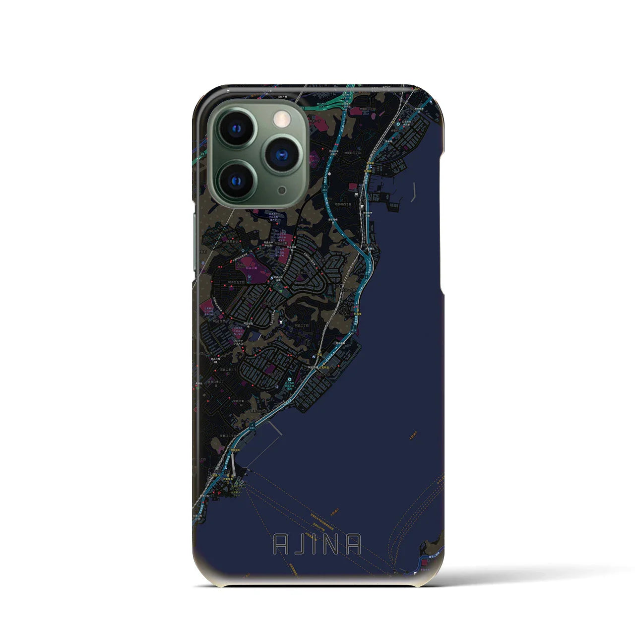 【阿品（広島県）】地図柄iPhoneケース（バックカバータイプ）