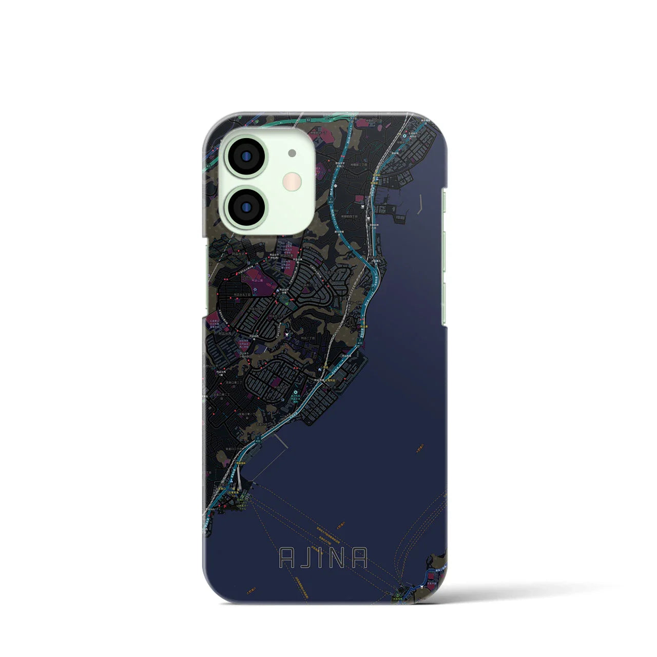 【阿品（広島県）】地図柄iPhoneケース（バックカバータイプ）