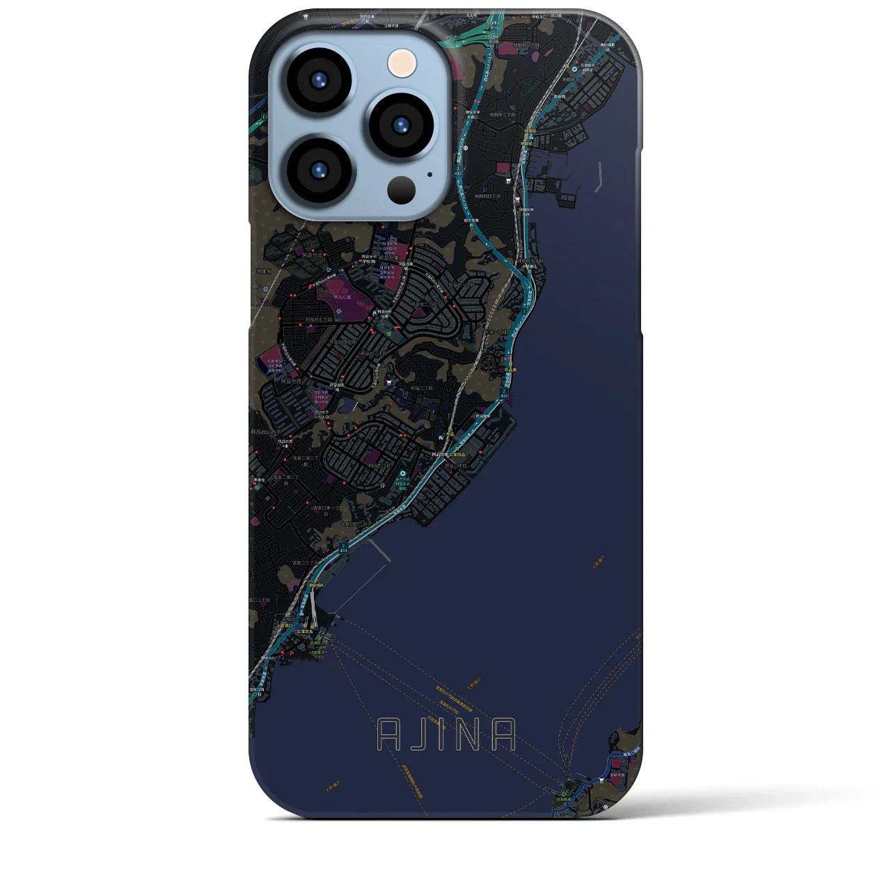 【阿品（広島県）】地図柄iPhoneケース（バックカバータイプ）