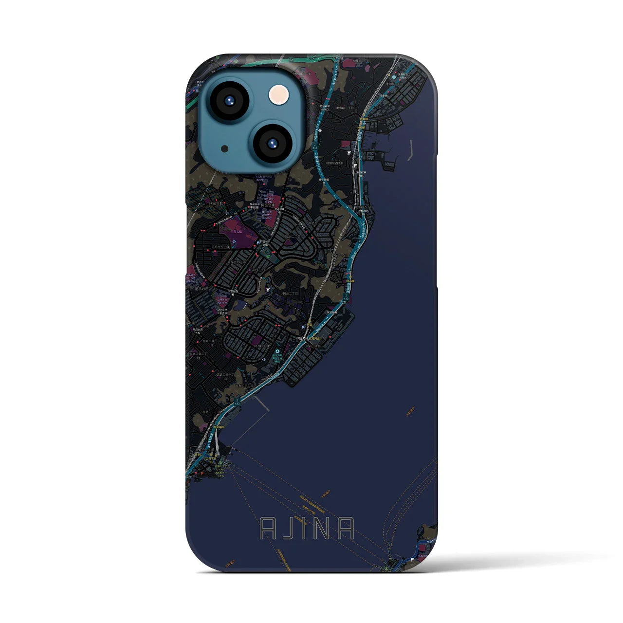 【阿品（広島県）】地図柄iPhoneケース（バックカバータイプ）