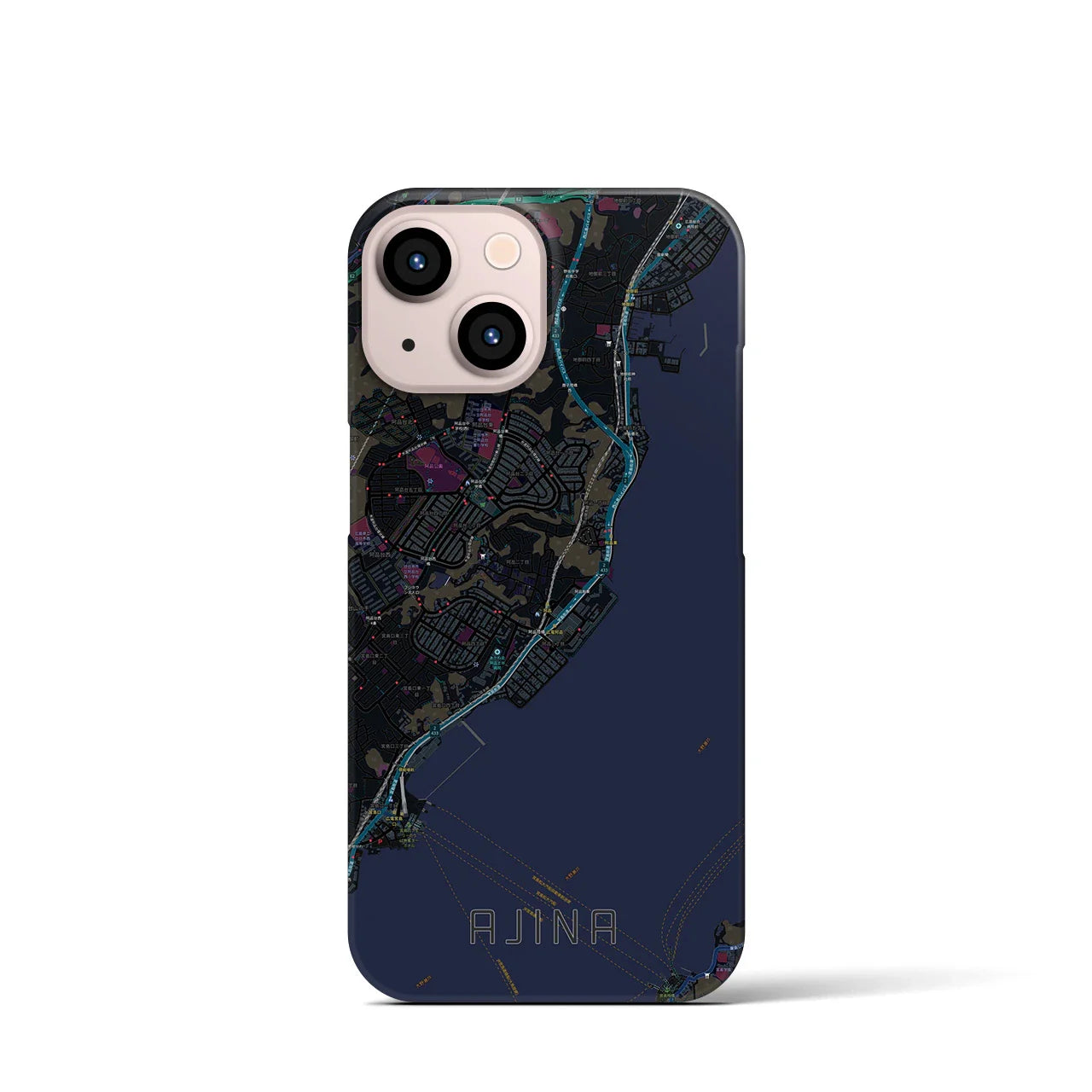 【阿品（広島県）】地図柄iPhoneケース（バックカバータイプ）