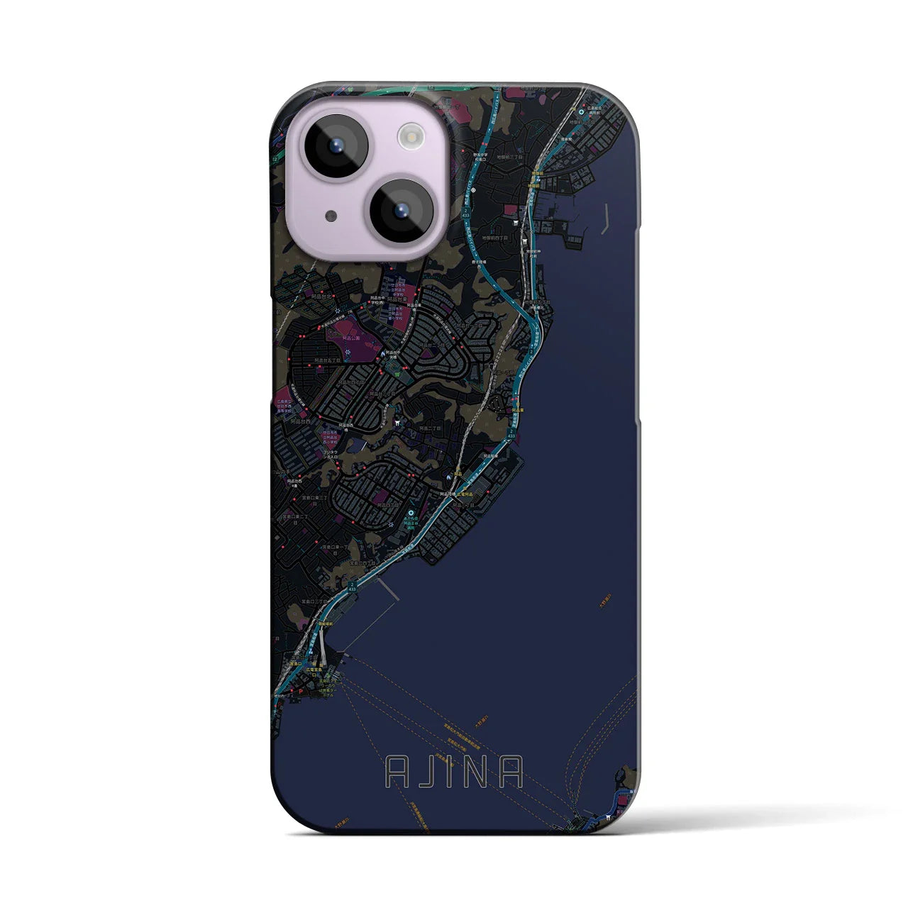 【阿品（広島県）】地図柄iPhoneケース（バックカバータイプ）