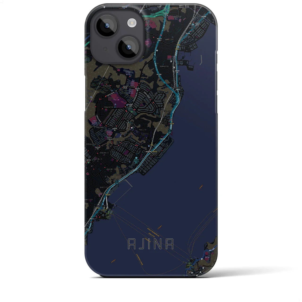 【阿品（広島県）】地図柄iPhoneケース（バックカバータイプ）