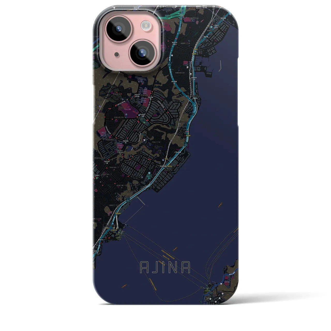 【阿品（広島県）】地図柄iPhoneケース（バックカバータイプ）