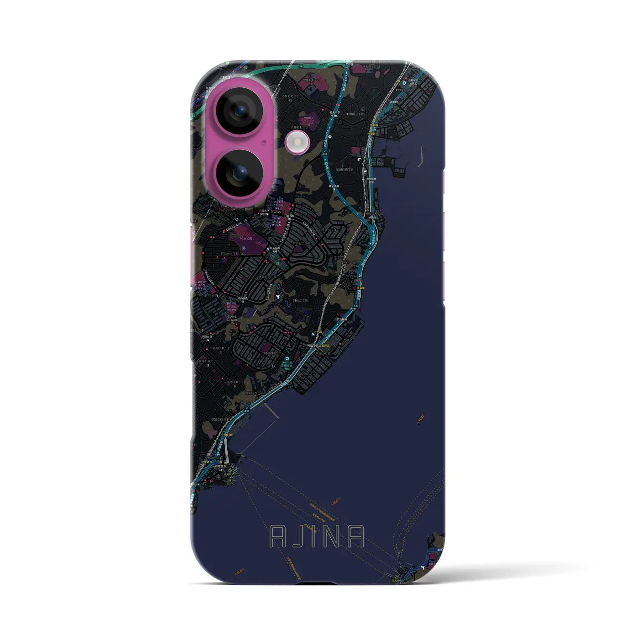 【阿品（広島県）】地図柄iPhoneケース（バックカバータイプ）