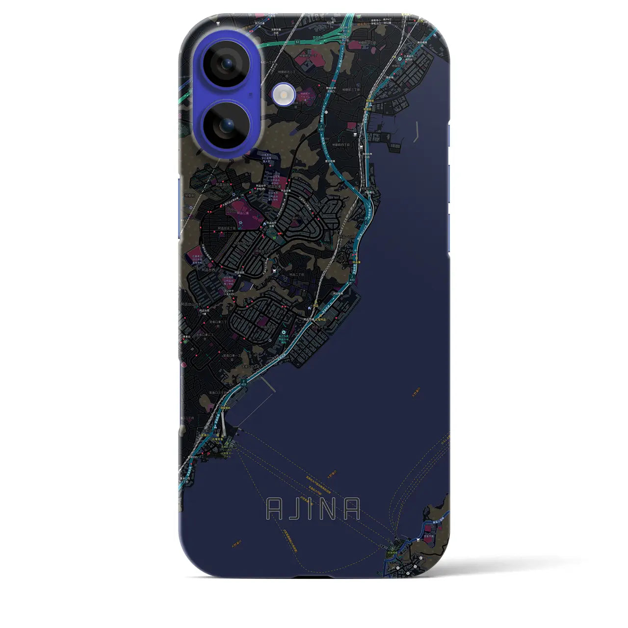 【阿品（広島県）】地図柄iPhoneケース（バックカバータイプ）