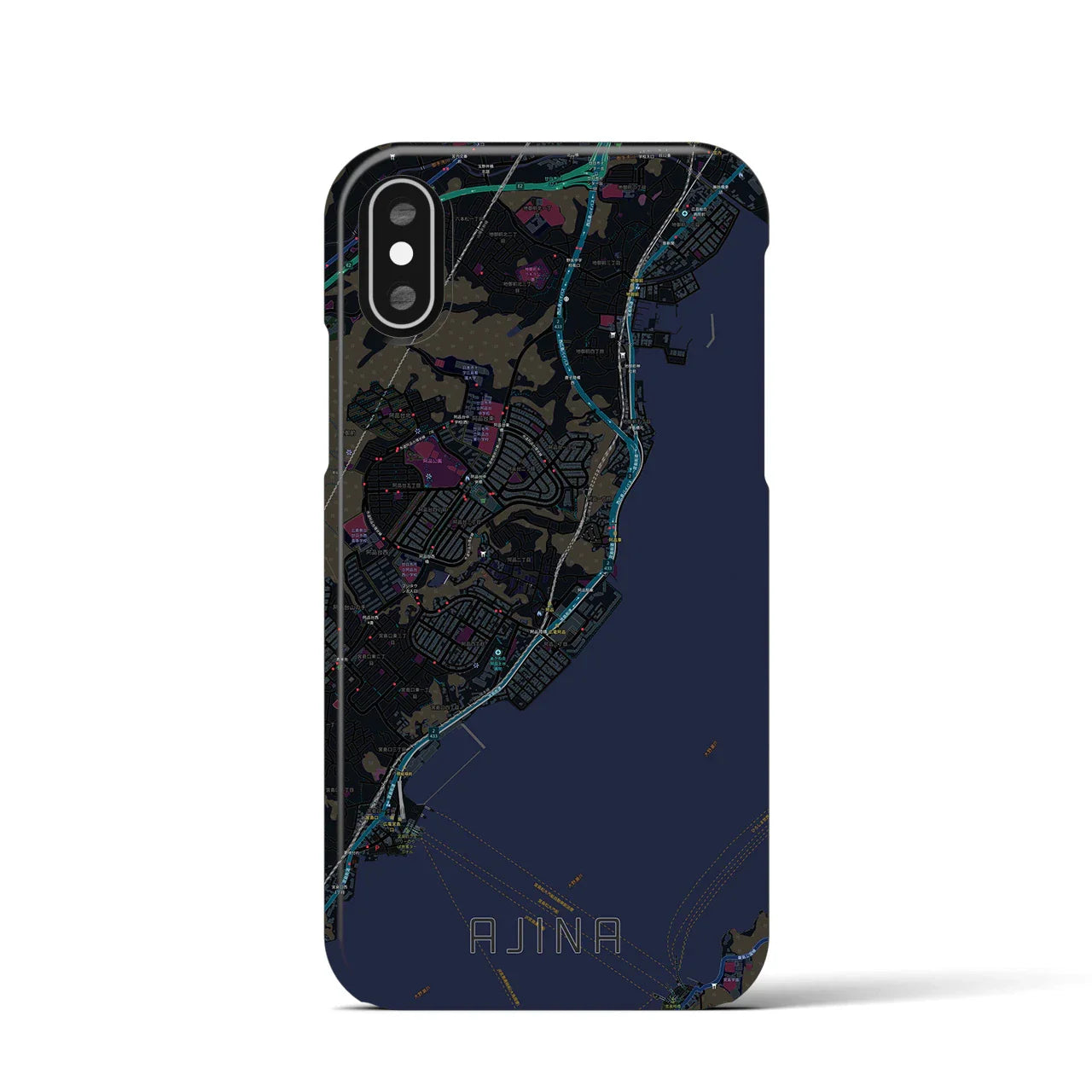 【阿品（広島県）】地図柄iPhoneケース（バックカバータイプ）