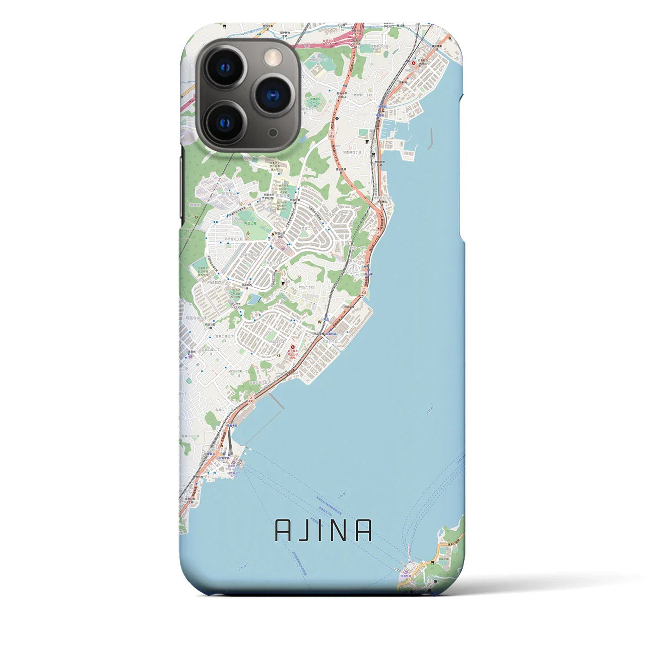 【阿品（広島県）】地図柄iPhoneケース（バックカバータイプ）