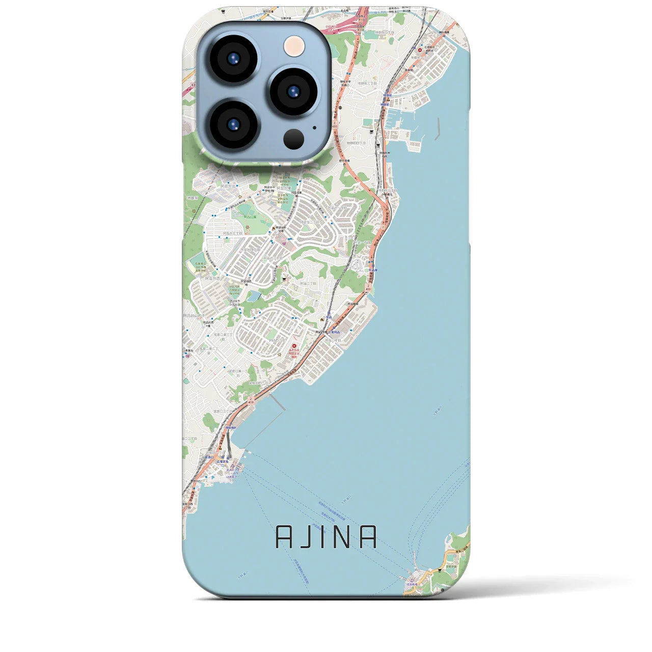 【阿品（広島県）】地図柄iPhoneケース（バックカバータイプ）