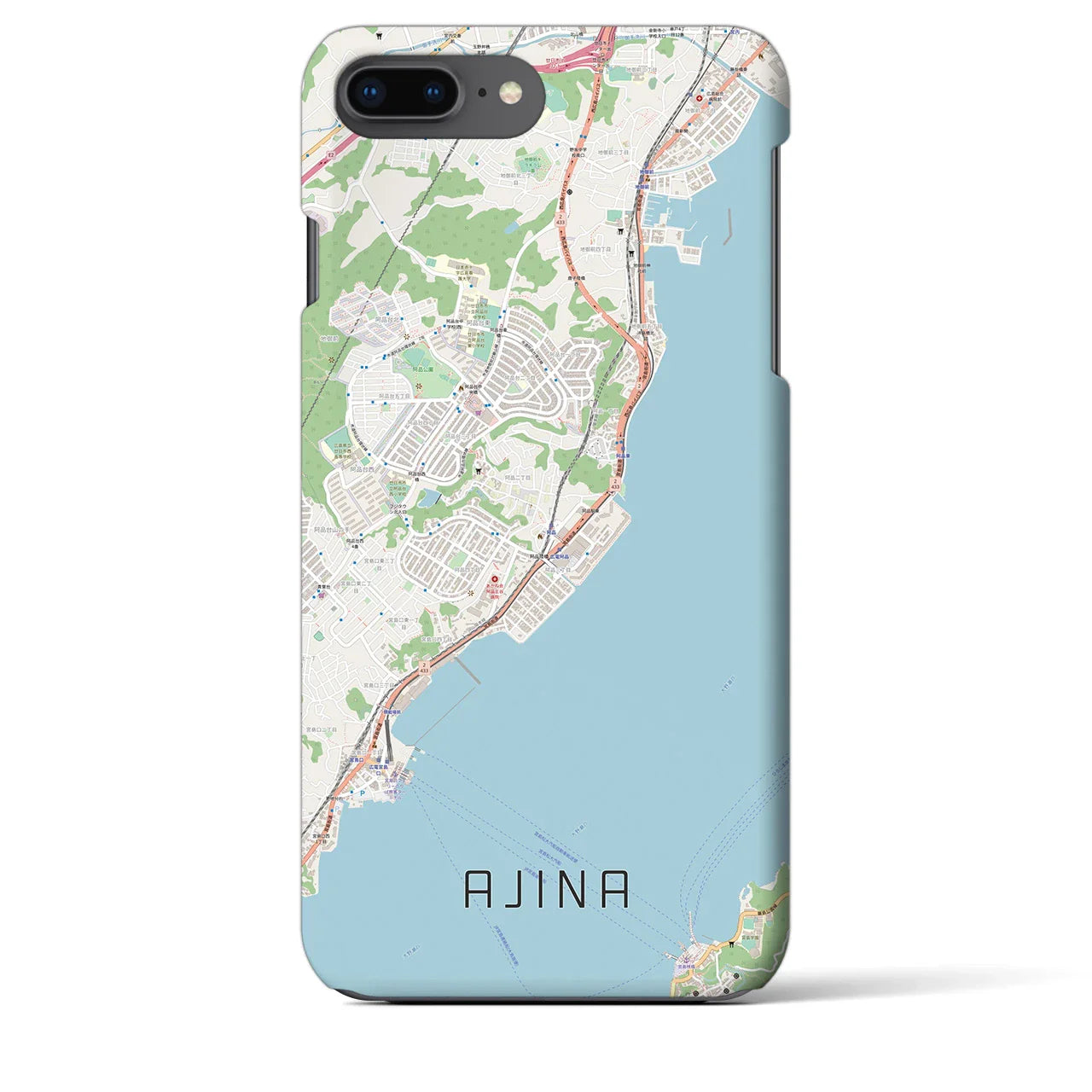 【阿品（広島県）】地図柄iPhoneケース（バックカバータイプ）