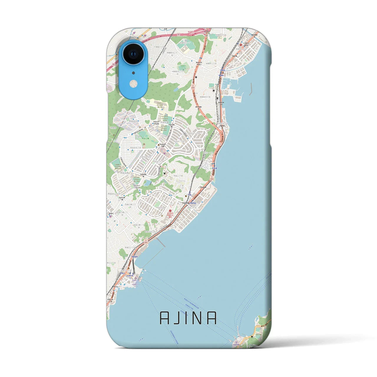 【阿品（広島県）】地図柄iPhoneケース（バックカバータイプ）