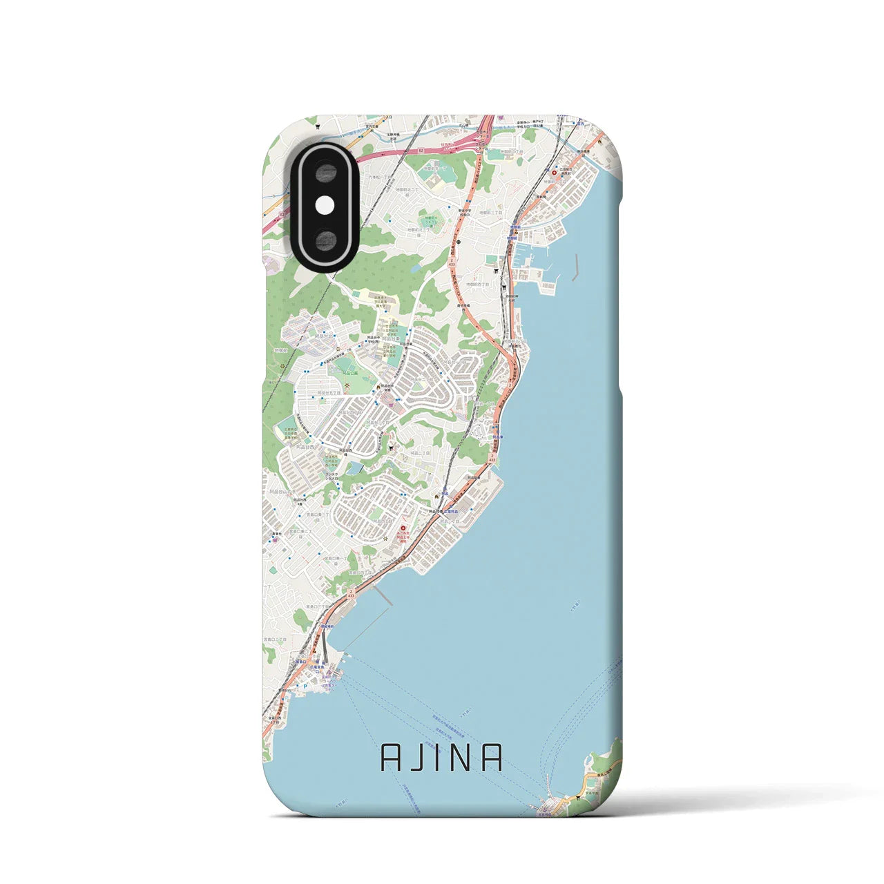 【阿品（広島県）】地図柄iPhoneケース（バックカバータイプ）