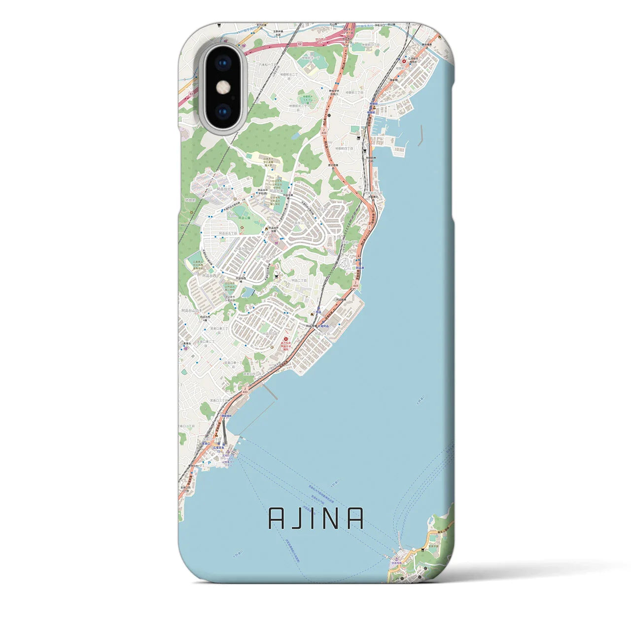 【阿品（広島県）】地図柄iPhoneケース（バックカバータイプ）