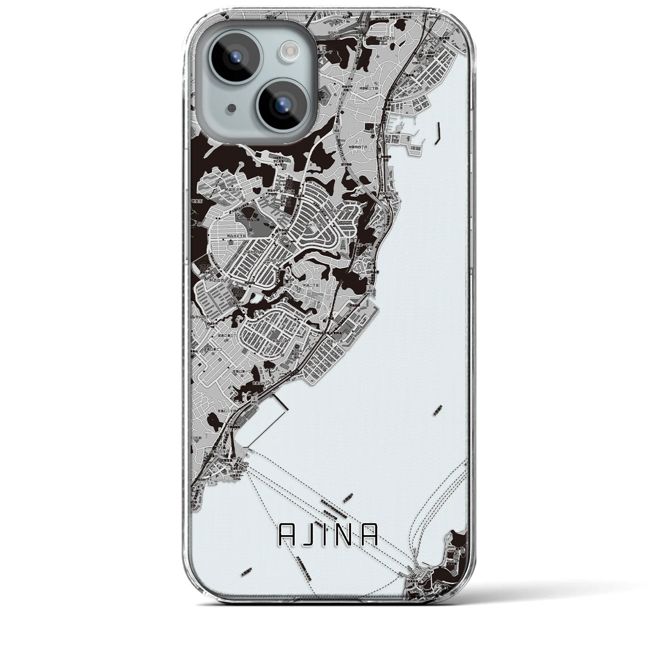 【阿品（広島県）】地図柄iPhoneケース（クリアタイプ）