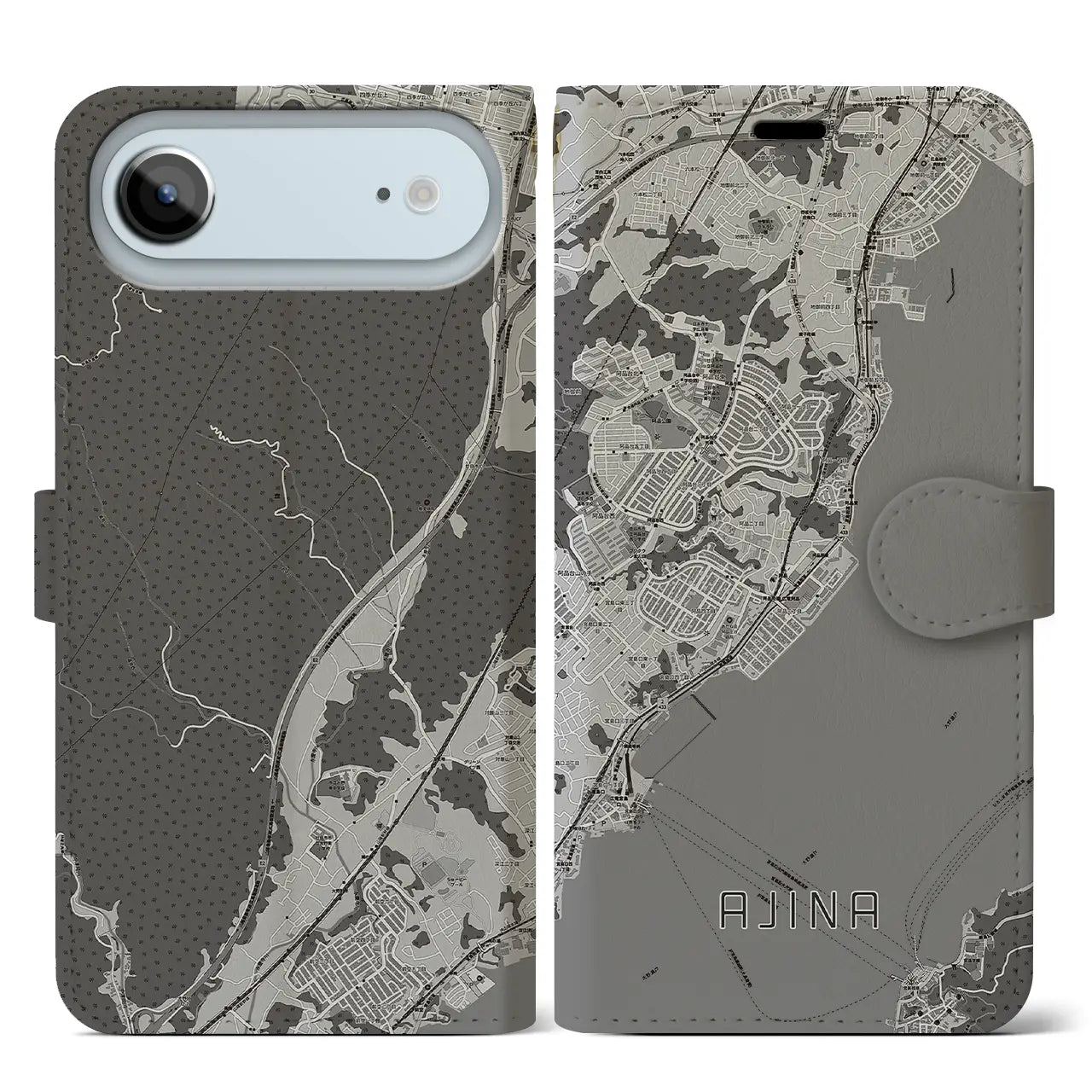 【阿品（広島県）】地図柄iPhoneケース（手帳タイプ）