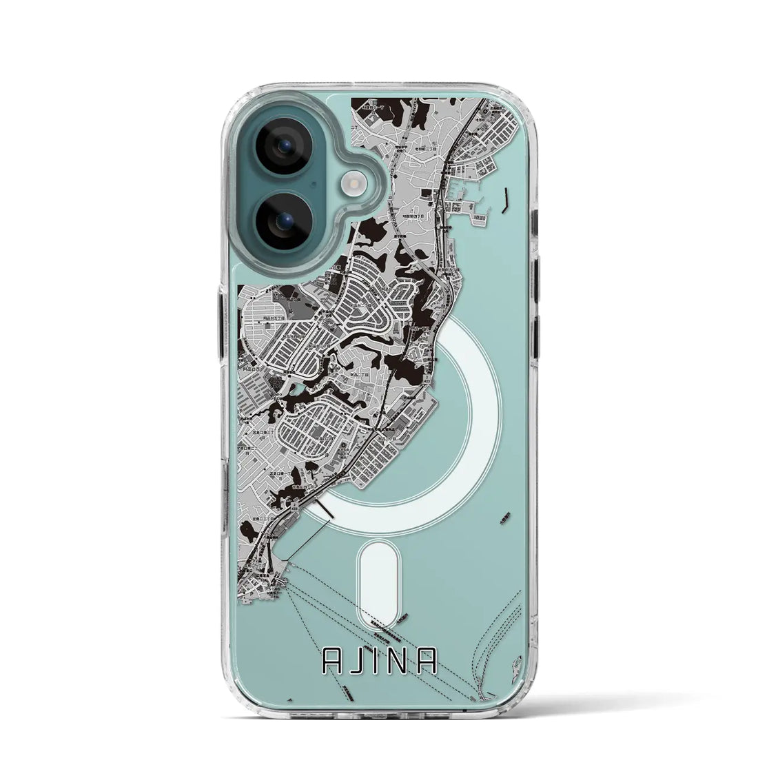 【阿品（広島県）】地図柄iPhoneケース（MagSafeタイプ）モノトーン・iPhone 16 Pro 用