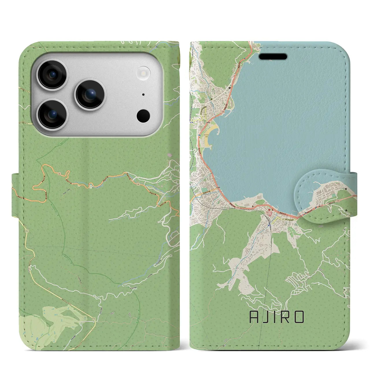 【網代（静岡県）】地図柄iPhoneケース（手帳タイプ）