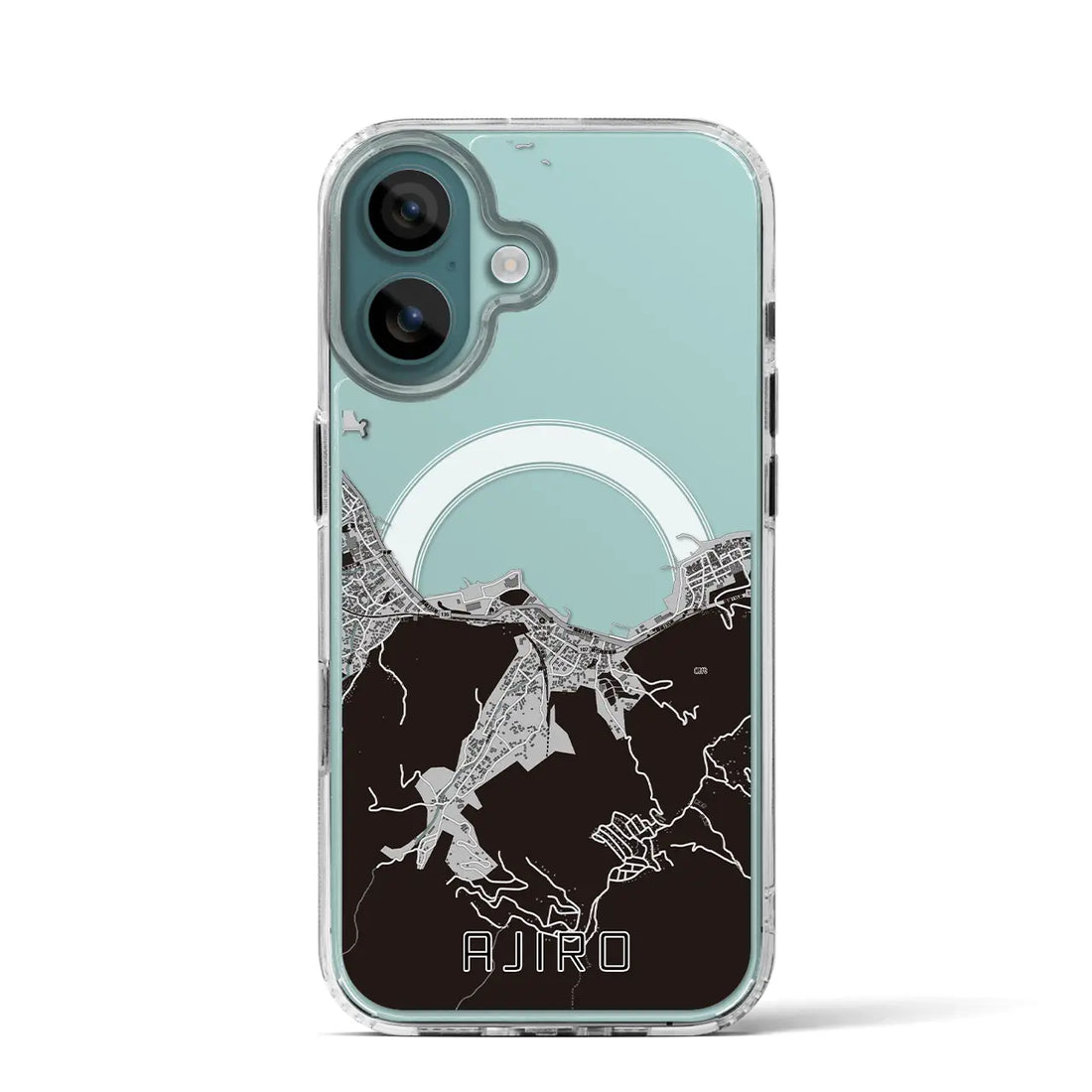 【網代(静岡県)】地図柄iPhoneケース(MagSafeタイプ)モノトーン・iPhone 16 Pro 用