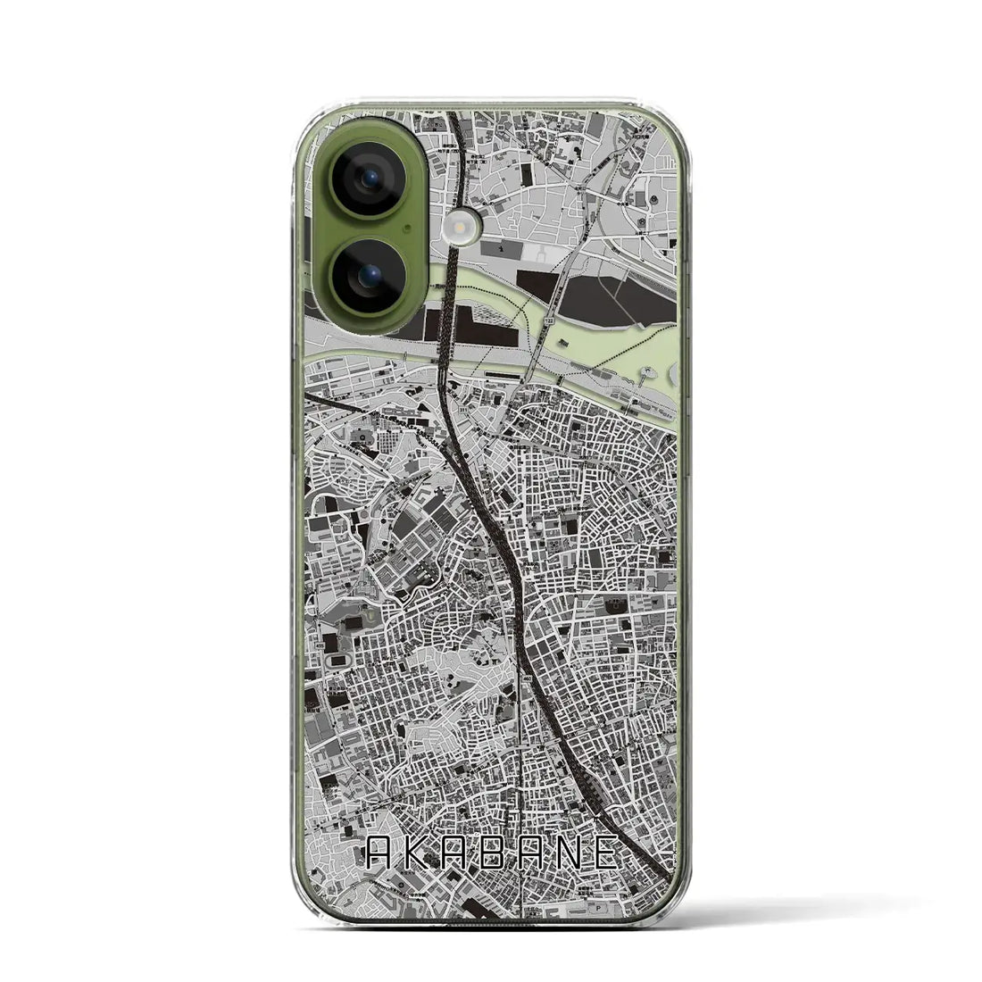 【赤羽（東京都）】地図柄iPhoneケース（クリアタイプ）モノトーン・iPhone 17 Pro Max 用