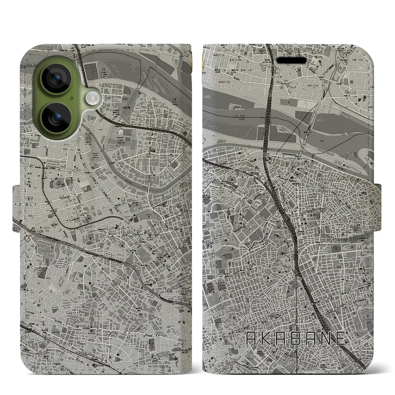 【赤羽（東京都）】地図柄iPhoneケース（手帳タイプ）