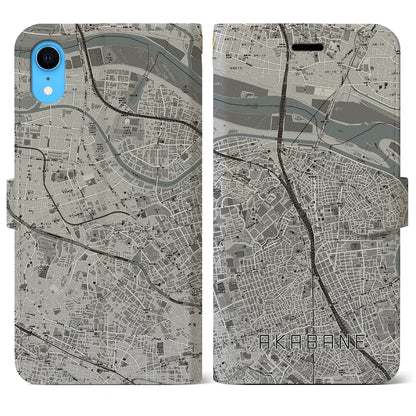 【赤羽（東京都）】地図柄iPhoneケース（手帳タイプ）モノトーン・iPhone XR 用