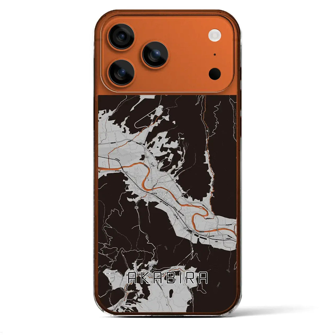 【赤平（北海道）】地図柄iPhoneケース（クリアタイプ）モノトーン・iPhone 17 Pro Max 用