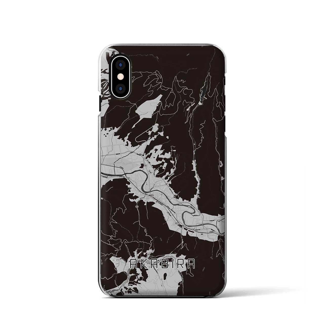 【赤平（北海道）】地図柄iPhoneケース（クリアタイプ）モノトーン・iPhone XS / X 用