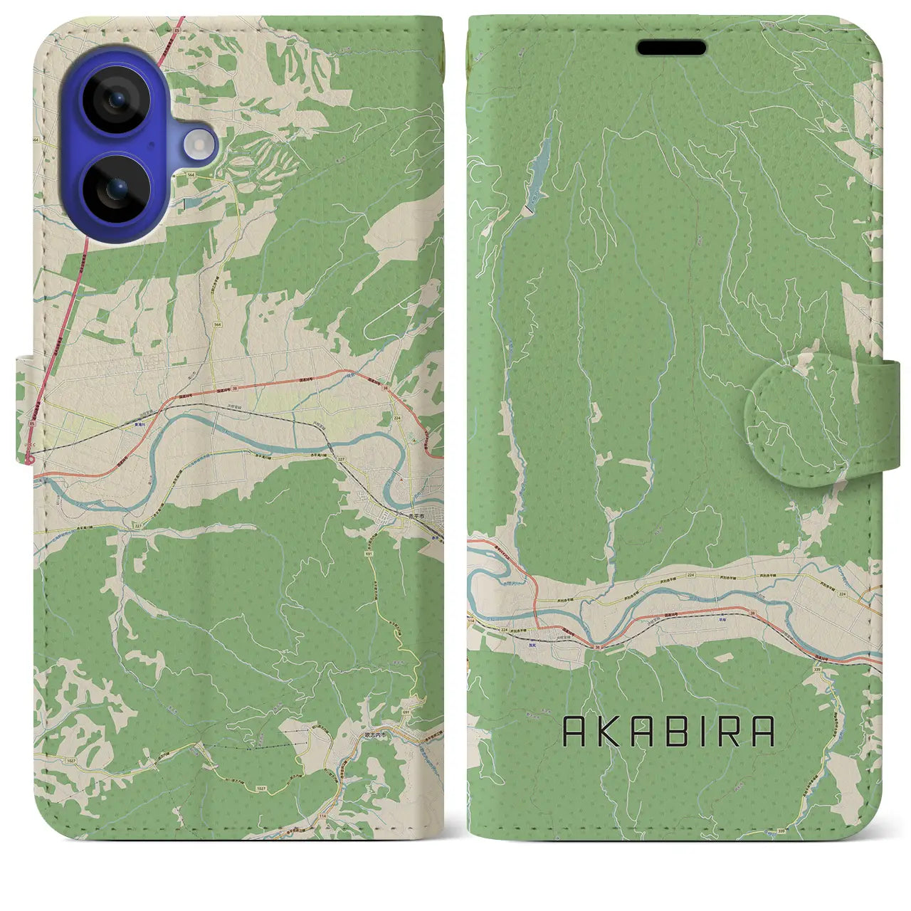 【赤平（北海道）】地図柄iPhoneケース（手帳タイプ）ナチュラル・iPhone 16 Pro Max 用