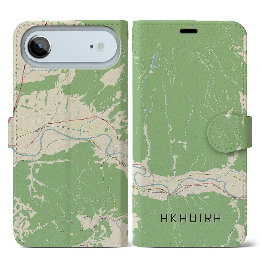 【赤平（北海道）】地図柄iPhoneケース（手帳タイプ）ナチュラル・iPhone 17 Pro Max 用