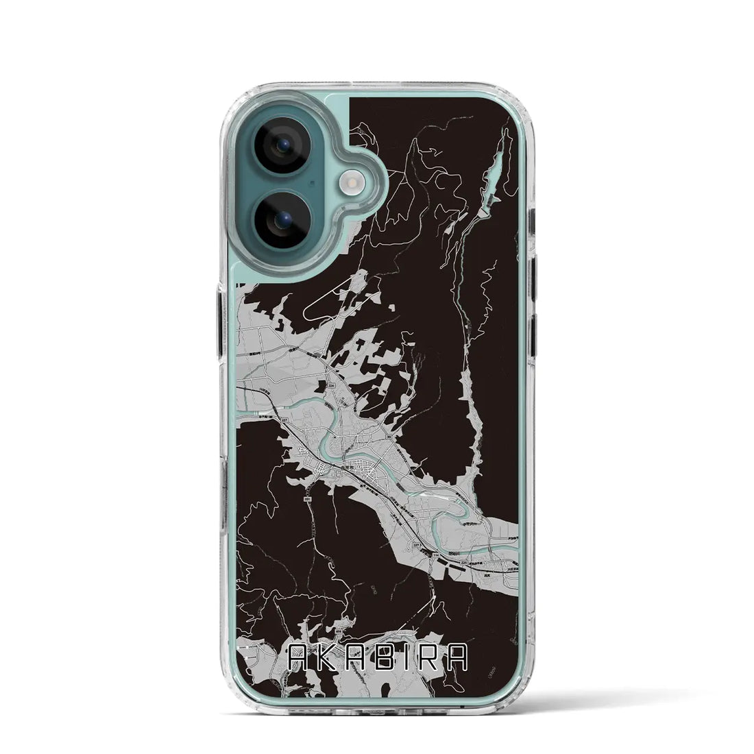 【赤平（北海道）】地図柄iPhoneケース（MagSafeタイプ）モノトーン・iPhone 16 Pro 用