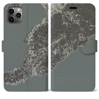 【赤泊（新潟県）】地図柄iPhoneケース（手帳タイプ）モノトーン・iPhone 11 Pro Max 用